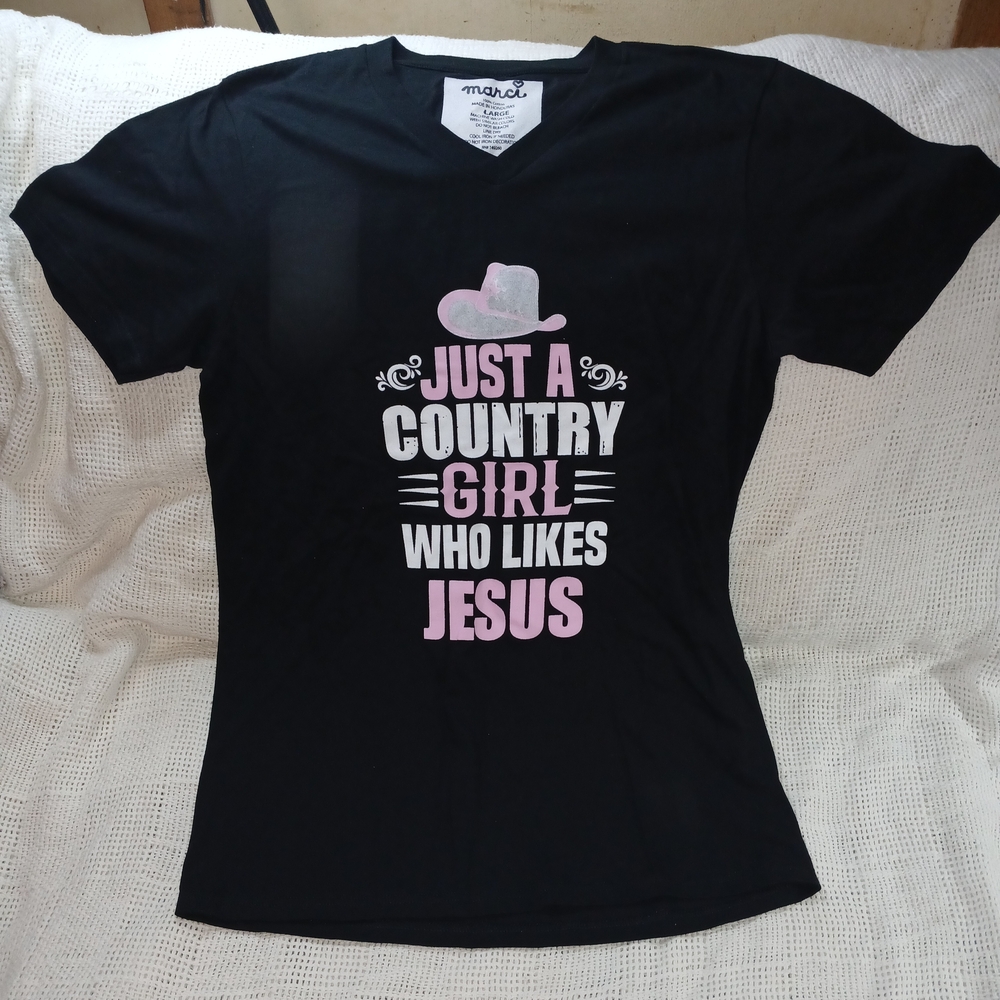 Marci Black Short Sleeve Tee - Country Girl Design
